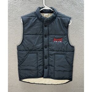 Vintage Aristo Jac Vest Adult Medium Blue Satin‎ Puffer Workwear Chore 80s 90s